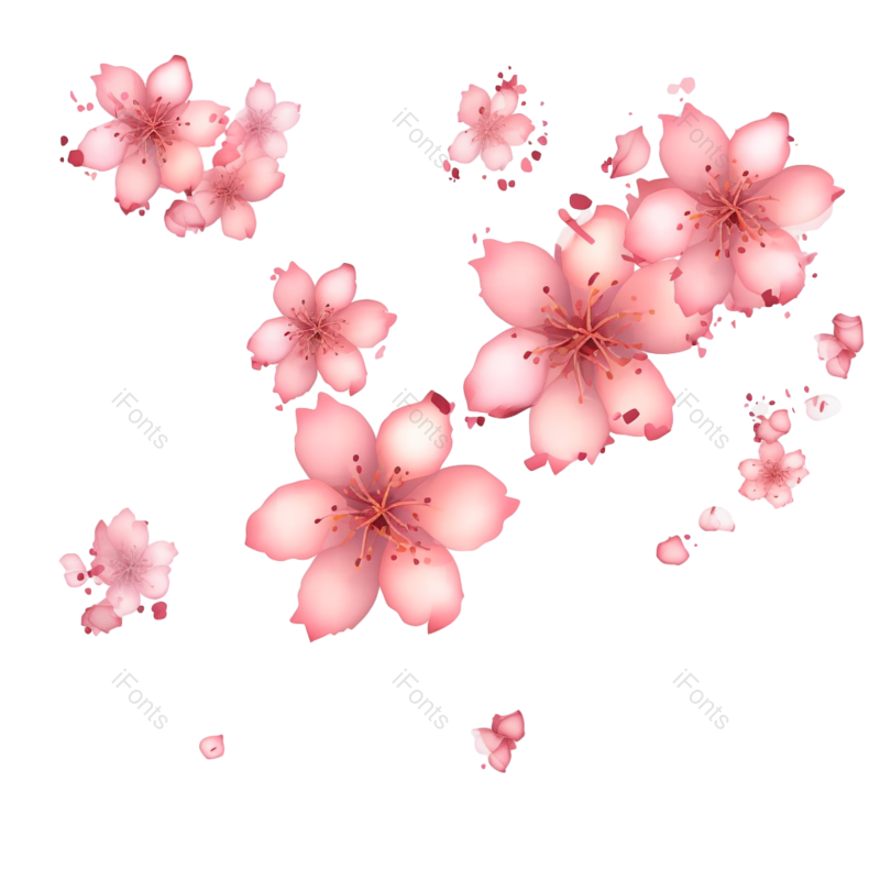 粉红色的花图片,白色背景元素,花瓣PNG,樱花免抠素材